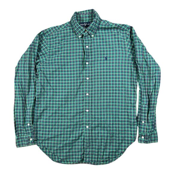 VTG Polo Ralph Lauren Classic Button Down Long Sleeve‎ Shirt Green Plaid Men’s M - Picture 2 of 6